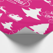 Merry kerst Hot Pink Holiday Xmas-ontwerp Cadeaupapier (Hoek)