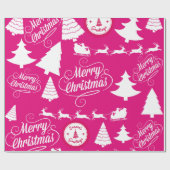 Merry kerst Hot Pink Holiday Xmas-ontwerp Cadeaupapier (Vlak)