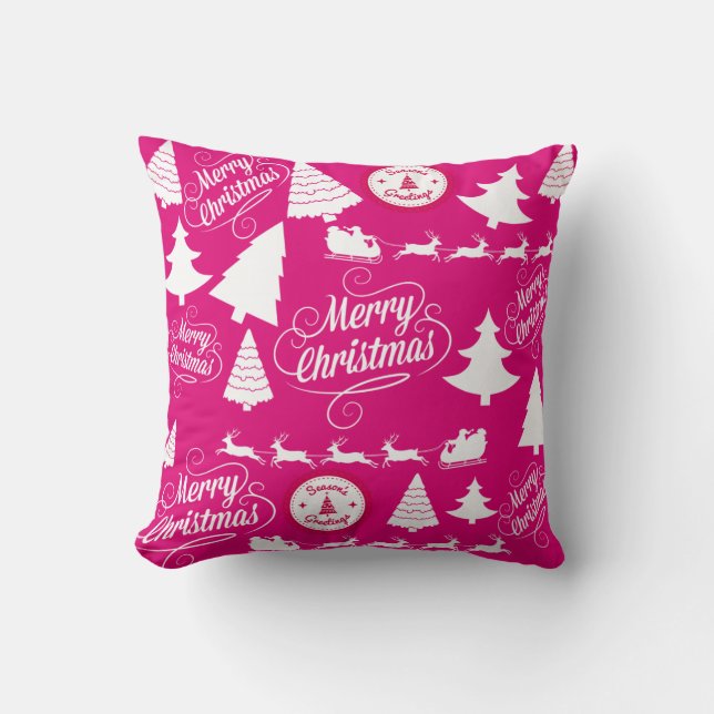 Merry kerst Hot Pink Holiday Xmas-ontwerp Kussen (Voorkant)