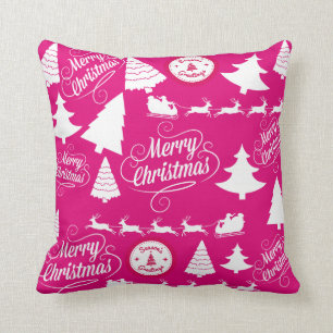 Merry kerst Hot Pink Holiday Xmas-ontwerp Kussen