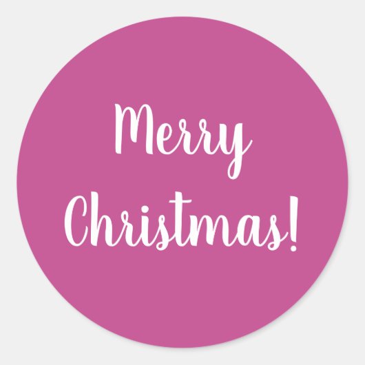 Merry kerst Hot Pink Typografie Ronde Sticker (Voorkant)