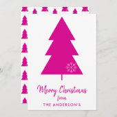 Merry kerst Hot Roze kerstboom Feestdagenkaart (Voorkant / Achterkant)