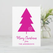 Merry kerst Hot Roze kerstboom Feestdagenkaart (Staand voorkant)