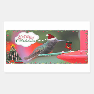 Merry kerst Hummingbird Rechthoekige Sticker