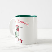 Merry kerst Hummingbird  Tweekleurige Koffiemok (Voorkant links)