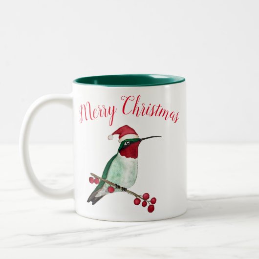 Merry kerst Hummingbird  Tweekleurige Koffiemok (Links)
