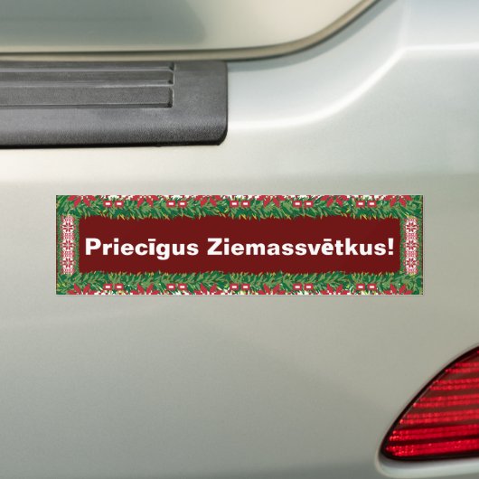 Merry kerst I Priecīgus Ziemassvētkus Bumpersticker (Op auto)