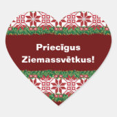 Merry kerst I Priecīgus Ziemassvētkus Hart Sticker (Voorkant)