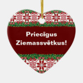 Merry kerst I Priecīgus Ziemassvētkus Keramisch Ornament (Voorkant)