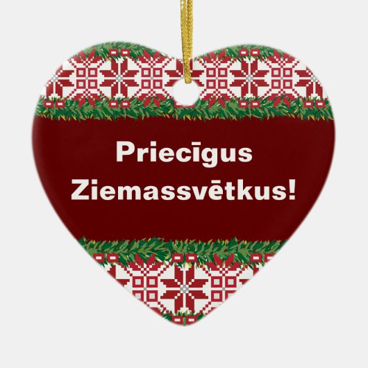 Merry kerst I Priecīgus Ziemassvētkus Keramisch Ornament (Voorkant)