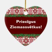 Merry kerst I Priecīgus Ziemassvētkus Keramisch Ornament (Achterkant)