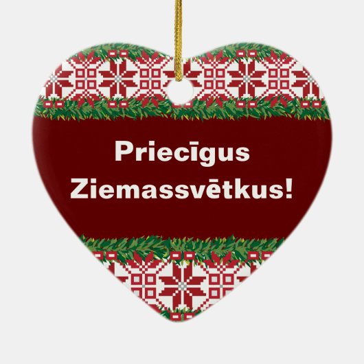 Merry kerst I Priecīgus Ziemassvētkus Keramisch Ornament (Achterkant)