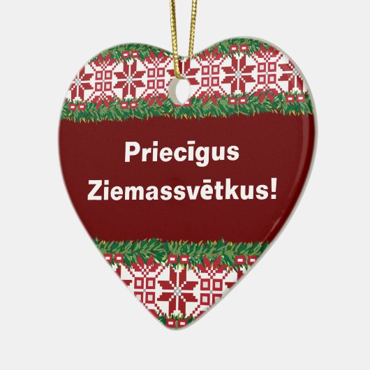 Merry kerst I Priecīgus Ziemassvētkus Keramisch Ornament (Links)