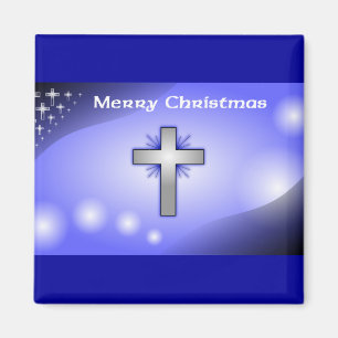 Merry kerst Ice Blue Gglokruis Magneet