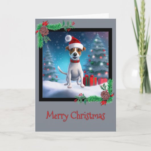 Merry kerst Jack Russel Terrier Wenskaart Bedankkaart (Voorkant)