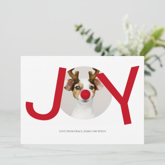 Merry kerst Joy Red-fotokaart Kaart (Staand voorkant)