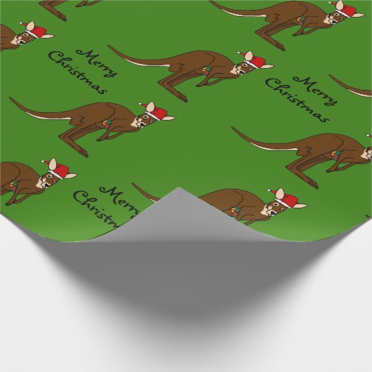 Merry kerst Kangaroo Cadeaupapier (Hoek)