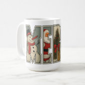 MERRY – Kerst Karakter Letter Kunst Koffiemok (Voorkant links)