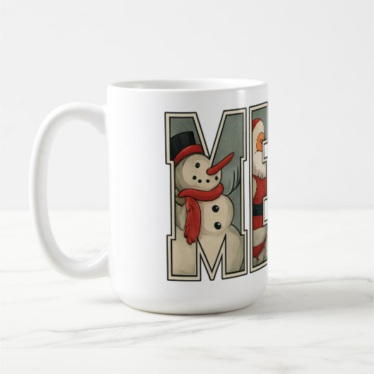 MERRY – Kerst Karakter Letter Kunst Koffiemok (Links)