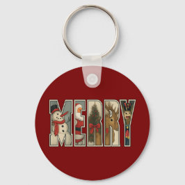 MERRY – Kerst Karakter Letter Kunst Sleutelhanger