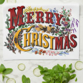 Merry kerst Kitchen Towel Theedoek (Gevouwen)
