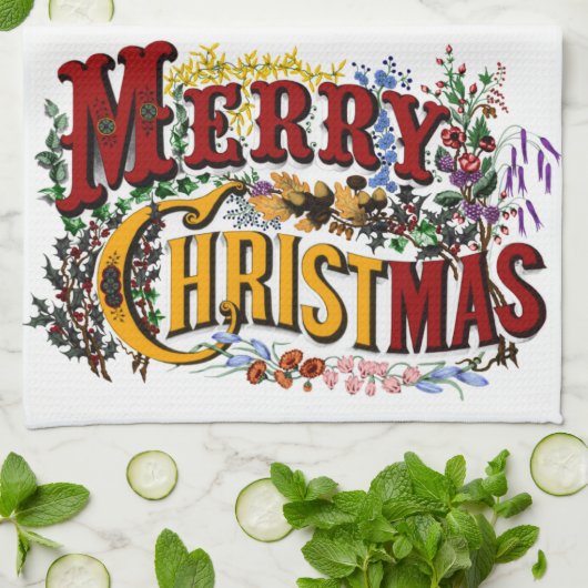 Merry kerst Kitchen Towel Theedoek (Gevouwen)