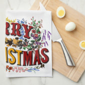 Merry kerst Kitchen Towel Theedoek (Quarter Fold)
