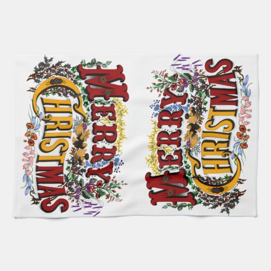 Merry kerst Kitchen Towel Theedoek (Horizontaal)
