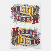 Merry kerst Kitchen Towel Theedoek (Verticaal)