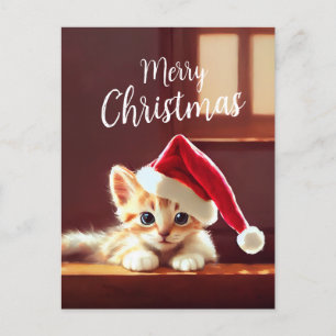 Merry kerst Kitten Briefkaart