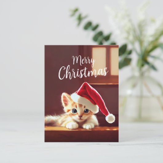 Merry kerst Kitten Briefkaart (Staand voorkant)