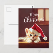Merry kerst Kitten Briefkaart (Voorkant / Achterkant)