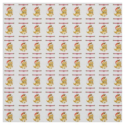 Merry kerst Kitten Fabric Stof (Swatch)