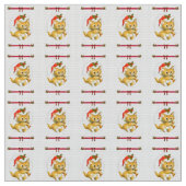 Merry kerst Kitten Fabric Stof (Close Up)