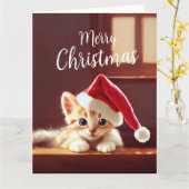Merry kerst Kitten Kaart (Gele Bloem)