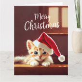 Merry kerst Kitten Kaart (Voorkant)