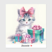 Merry kerst Kitten Sticker (Vel)