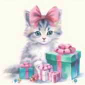Merry kerst Kitten Sticker (Voorkant)