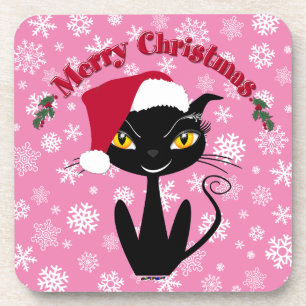 Merry kerst Kitty Cat Bier Onderzetter