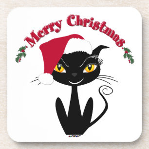 Merry kerst Kitty Cat Drankjes Onderzetter