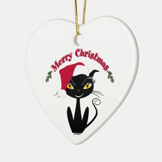 Merry kerst Kitty Cat Keramisch Ornament (Links)