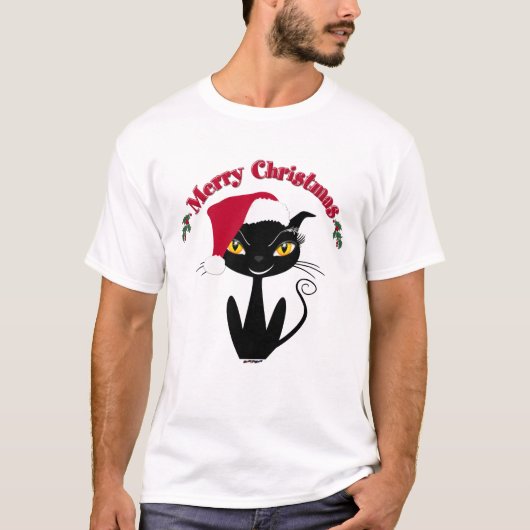 Merry kerst Kitty Cat T-shirt (Voorkant)