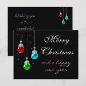 Merry kerst kleurrijke ornamenten feestdagenkaart (Voorkant / Achterkant)