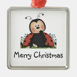 Merry kerst Ladybug Metalen Ornament