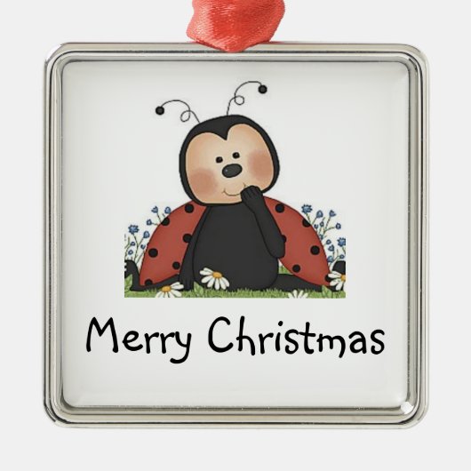 Merry kerst Ladybug Metalen Ornament (Voorkant)