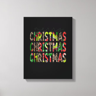 Merry kerst Leopard Buffalo Pset Kinder Boy Wom Canvas Afdruk