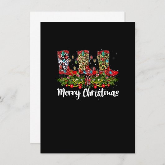 Merry kerst leopard Cowboy Boot Westerne kerstman Kaart (Voorkant / Achterkant)