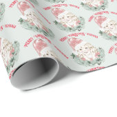 Merry kerst Little Girl Personalized Wreath Cadeaupapier (Rol Hoek)