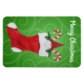 Merry kerst Little Gnome Stocking Green Swirls Magneet (Horizontaal)