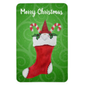 Merry kerst Little Gnome Stocking Green Swirls Magneet (Verticaal)